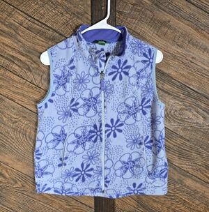 VNTG Kids L.L. Bean Purple Floral Fleece Vest
